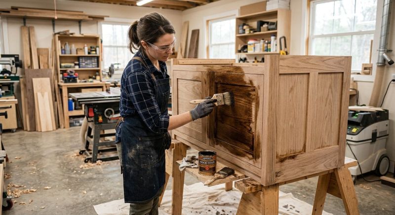 Built In Cabinetry Staining in Bloomington, IN